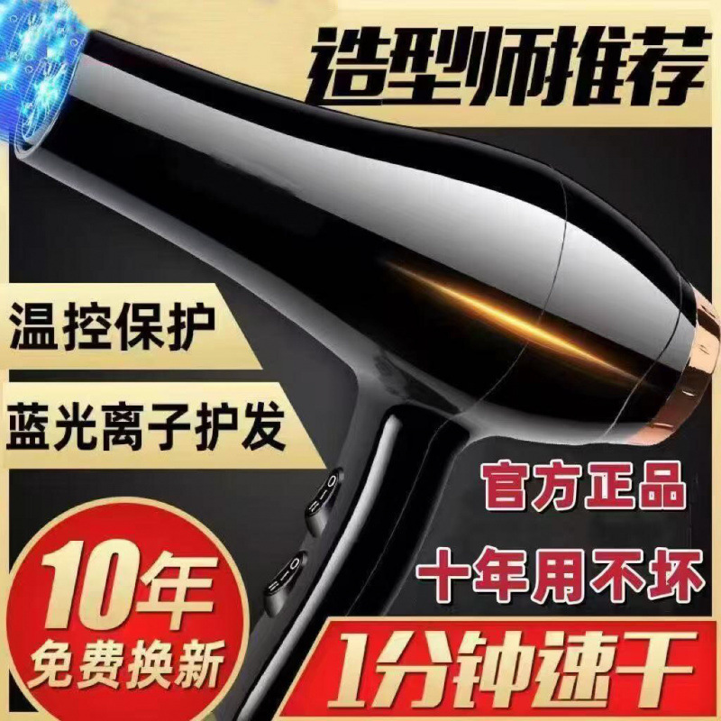 Hair Dryer for Home Hair Salon High-Power Barber Shop Blue Light Negative Ion Hair Dryer Hot and Cold Air Does Not Hurt Hair Factory