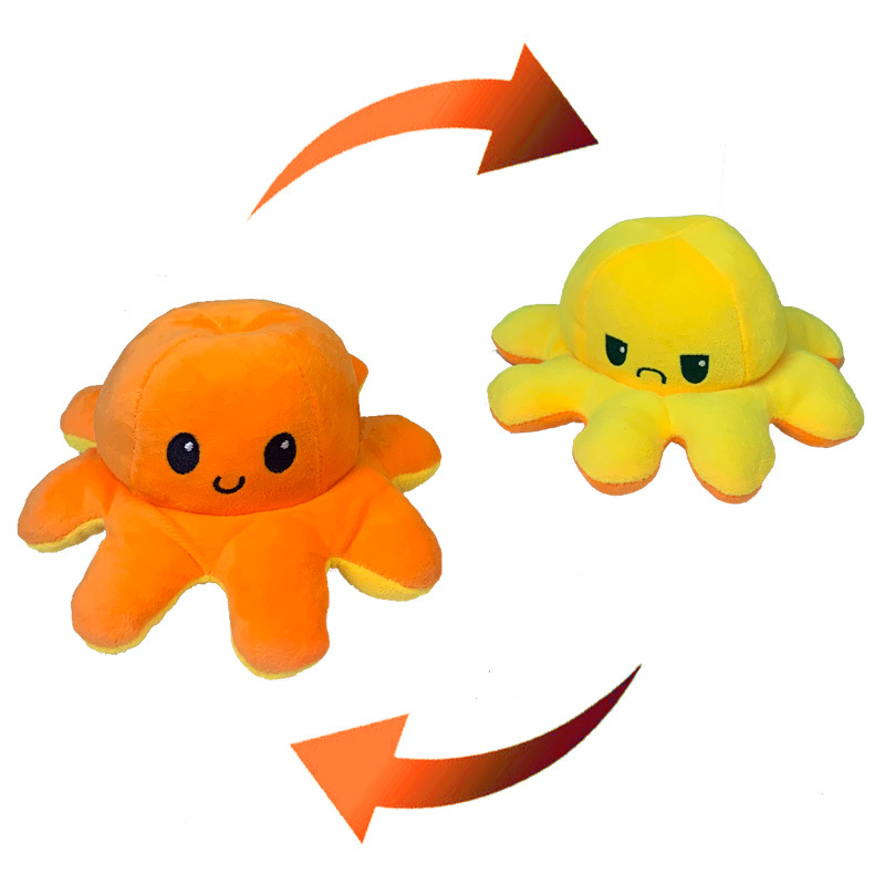 Pulpo reversible Flip pulpo juguete de peluche muñeca de expresión de doble cara muñeca de Ragdoll que cambia la cara en stock al por mayor
