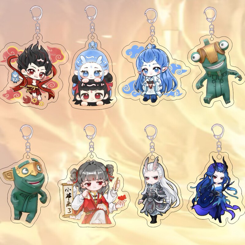 New Nezha 2 Movie Peripherals Nezha Ao Bing Acrylic Keychain High-Looking Anime School Bag Decorative Pendant