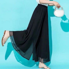 新型の二重の薄いタイプのシフォンのワイドレギンスのスカートの子供の春夏の高腰の垂感はゆったりしていて痩せています。