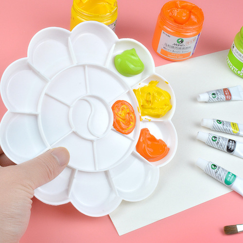 Thickened 13 cm plum blossom plate plastic transparent palette small plum blossom palette children's paint palette