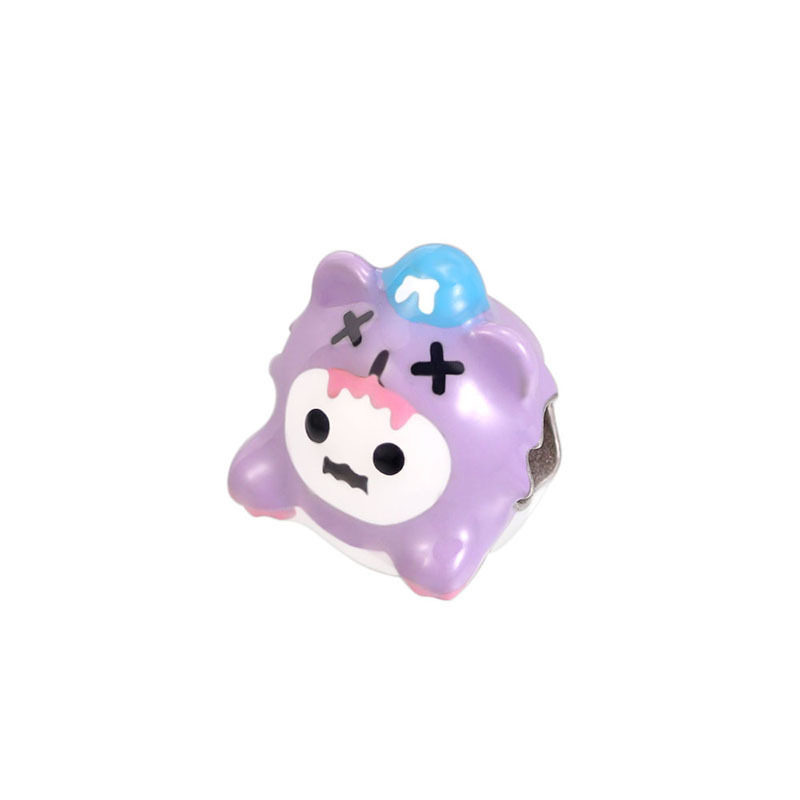 純銀幽霊熊散珠ShinWooバス系おもちゃ風キュート二次元チャームDIY手作りネックレス女性用|undefined