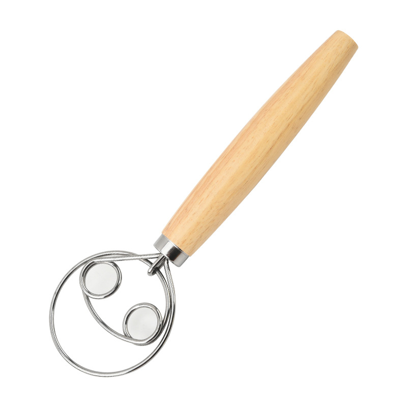 Batidora doméstica de madera maciza y acero inoxidable con mango de madera, varilla para batir huevos antideslizante, batidor manual de huevos, utensilio de cocina. image 10