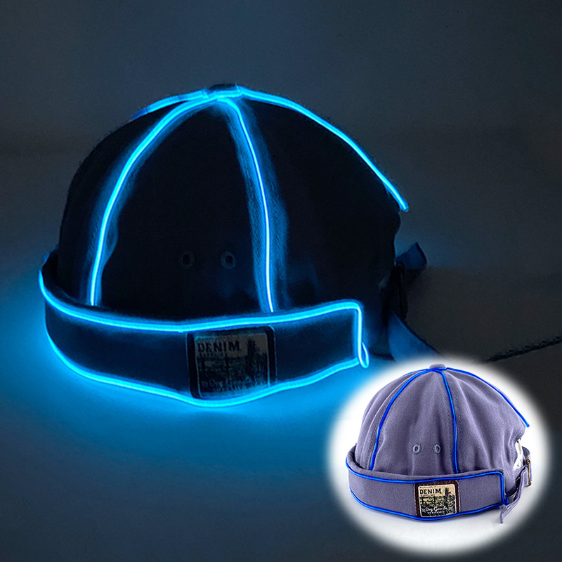 Japón Inglés LED retro gorra de piel de melón hombre hip-hop coreano estilo boina calle sin techo gorra mujer