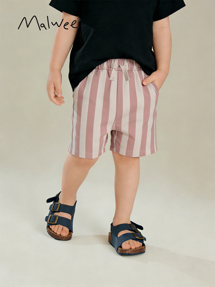 Malwee transfronterizo pantalones para niños, ropa de verano, nuevos pantalones casuales de cintura elástica para niños europeos y estadounidenses, estampados a rayas.