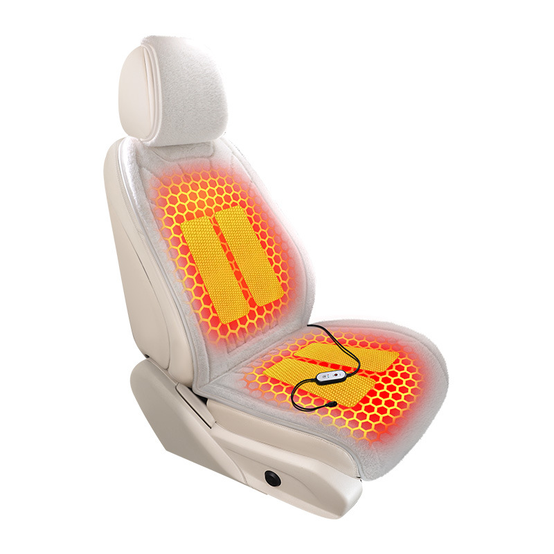 2025 New Ferret Velvet Graphene Heated Stuffed Winter Car Cushion Car Single Seat Cushion Three-Piece Set