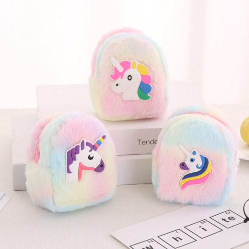 Korean version ins unicorn plush coin purse student portable earphone coin bag multi-functional storage key bag