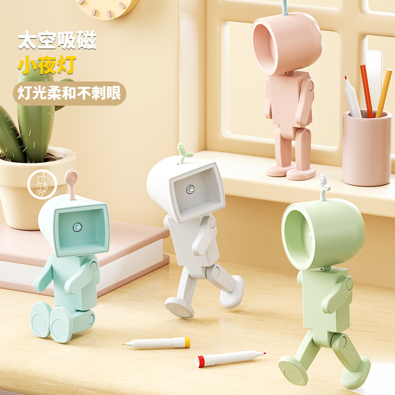 Lámpara de Noche LED Astronauta Mini, DIY, Magnética, para Niños