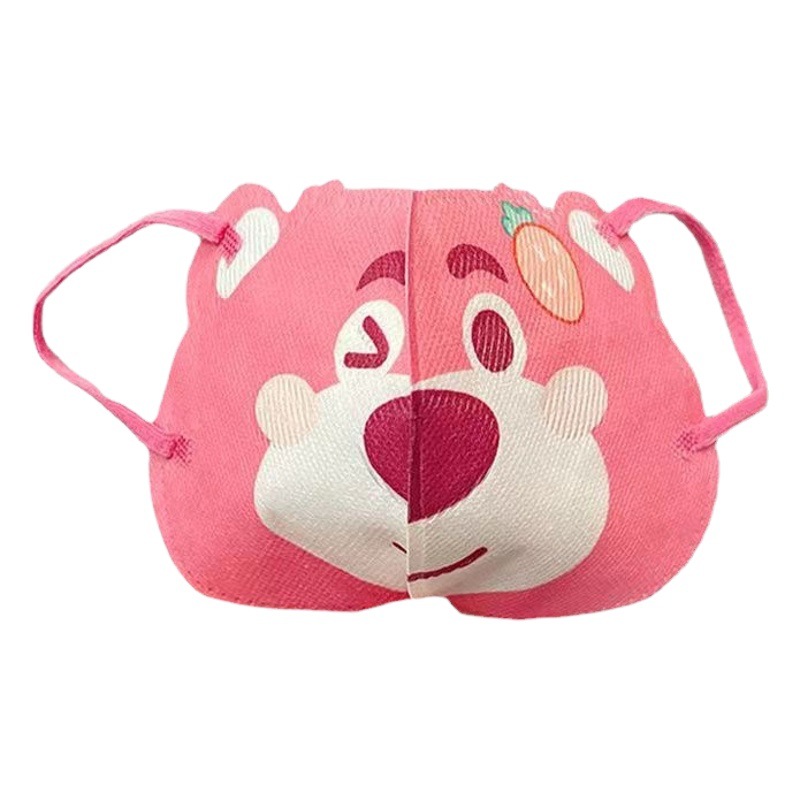 Máscara de oso de fresa para padres e hijos desechables 3D impresión de dibujos animados adultos niños cómodos bebé lindo traje independiente