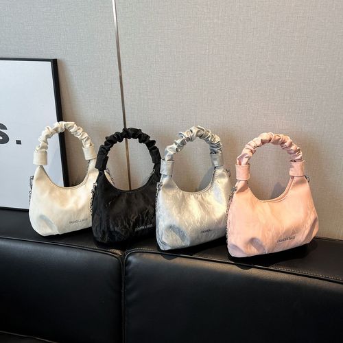 Korean Bow Chain Crossbody Bag 2025 Trendy Women's Crossbody Bag Handbag Fashion Pleated Underarm Bag