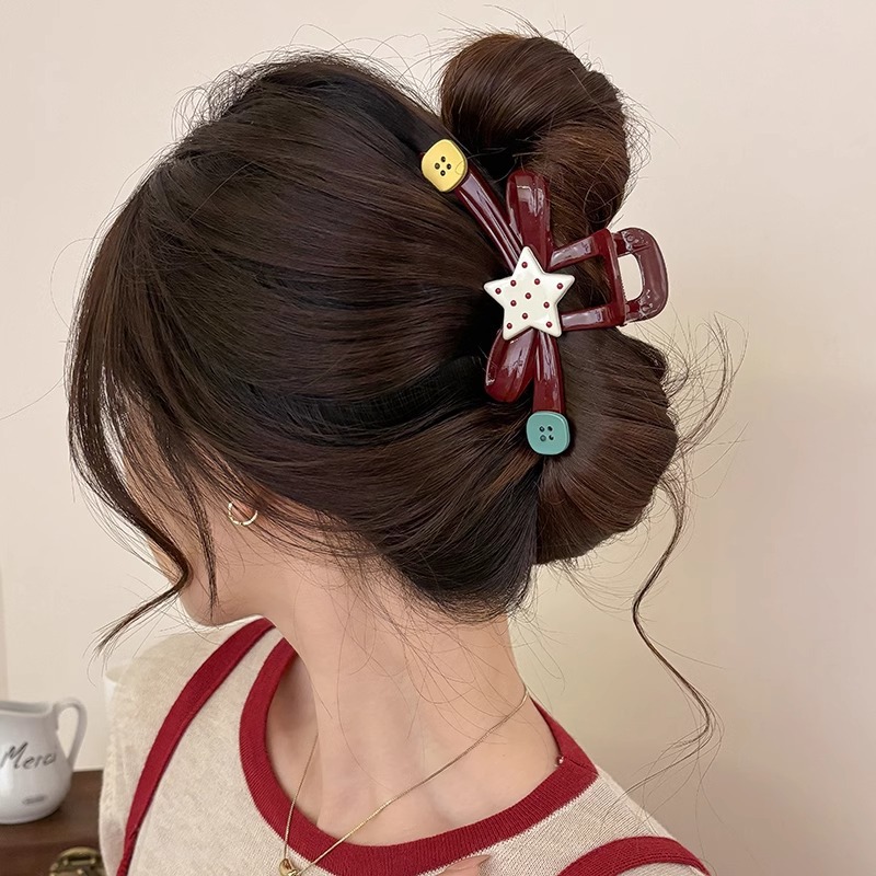 韓国のアクリルのヘアピンの女性の後頭部のヘアクリップの頭飾りネットの赤い真珠のクリップの気質の愛のサメのクリップ
