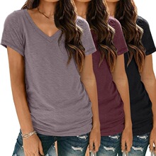 A 36861 V-neck Short Sleeve Top ����V������ ŷ������羳����