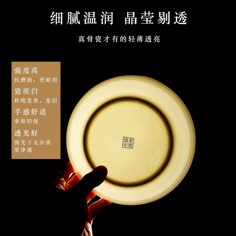 Ceramic tableware set, high bone china with gold tracing, handmade, elegant light‑luxury design