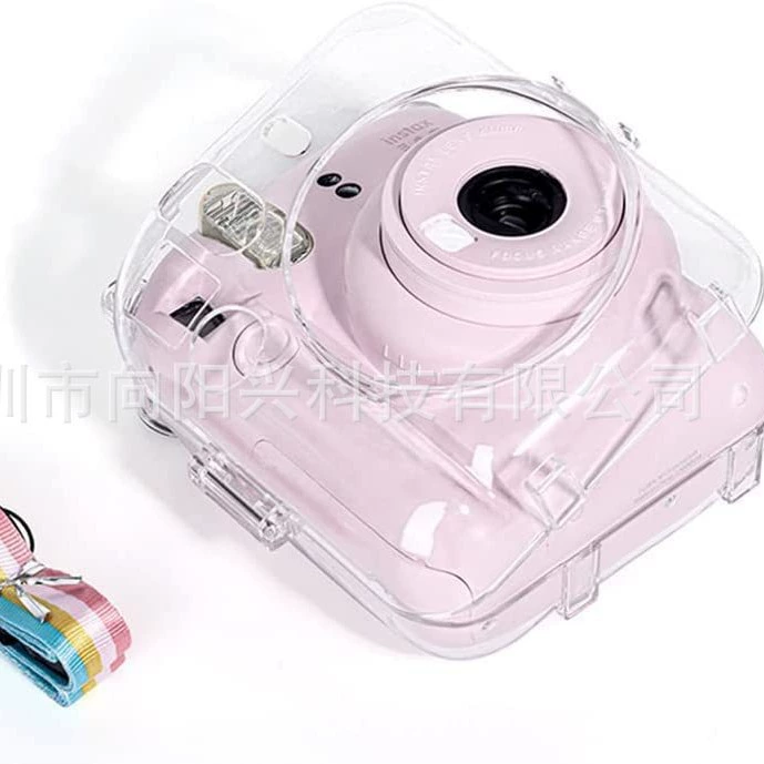 Protective Clear Camera Case (Polaroid) Compatible with Instax Mini 12, Adjustable Strap