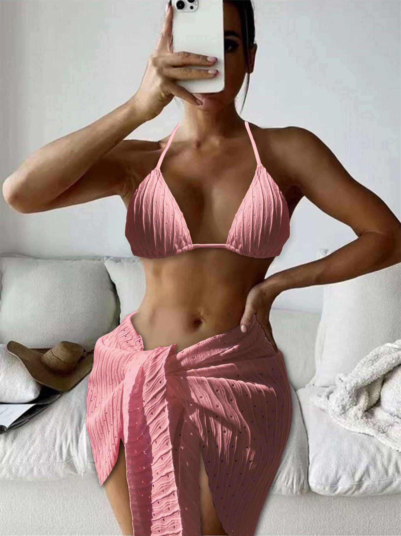 Mingyi nuevo traje de baño de las mujeres de tres piezas de Europa y América sexy bikini encaje sin espalda traje de baño de tela especial