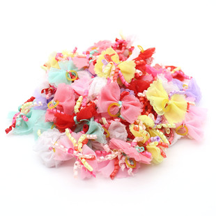 Ready-Made Pet Headband Lace Curly Flower Headband Dog and Cat Headband with Rubber Band