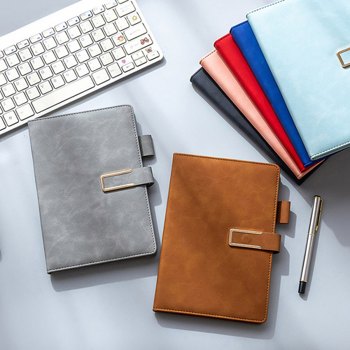 Wholesale business notebook custom logo magnetic closure notebook retro strap corporate office customization A5 memo pad notebook