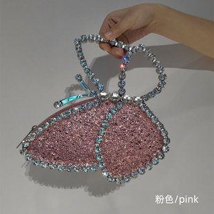 Xiaohongshu Ins Blogger Influencer Picks with Diamond Butterfly Clutch Bag Diamond Evening Bag Clutch Small 25 New Style for Women