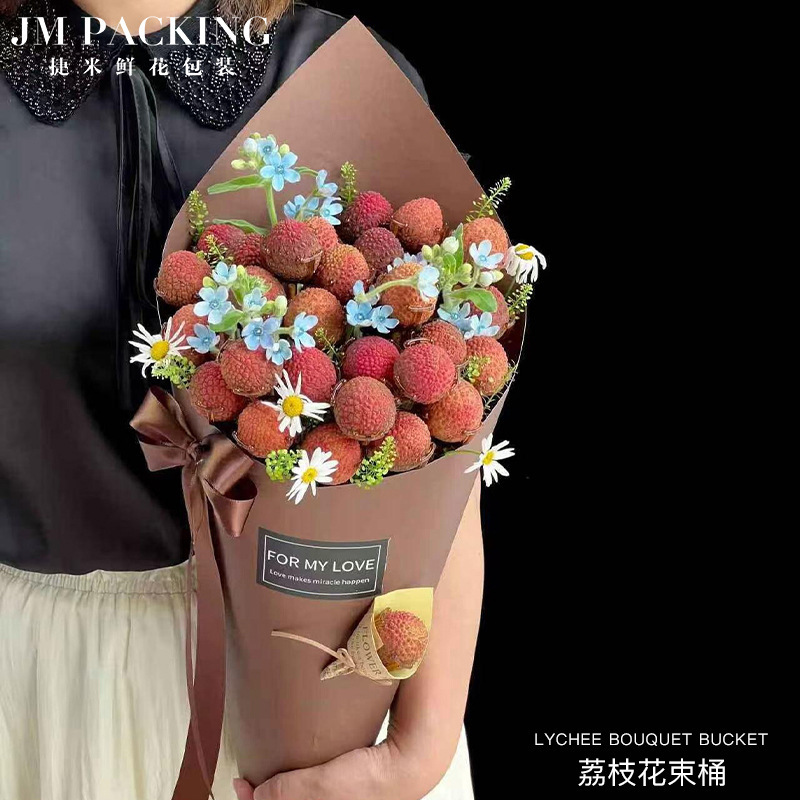 ライチブーケバケツフラワーショップフルーツ固定ブーケDIY素材パッケージフラワーアーティファクトフラワーブーケ包装材料|undefined