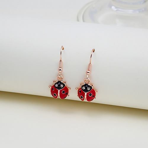 National style new product hot sale four seasons insect style seven-star ladybug earrings ear hook pendant jewelry wholesale