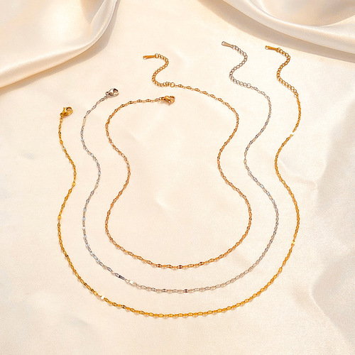 Stainless steel vacuum electroplated lip-shaped beaded chain trendy versatile simple women's necklace clavicle chain simple chain wholesale
