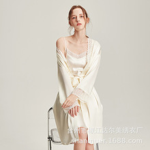 珊目尔真丝睡衣女高级感晨袍性感睡裙睡袍两件套100%桑蚕丝睡衣