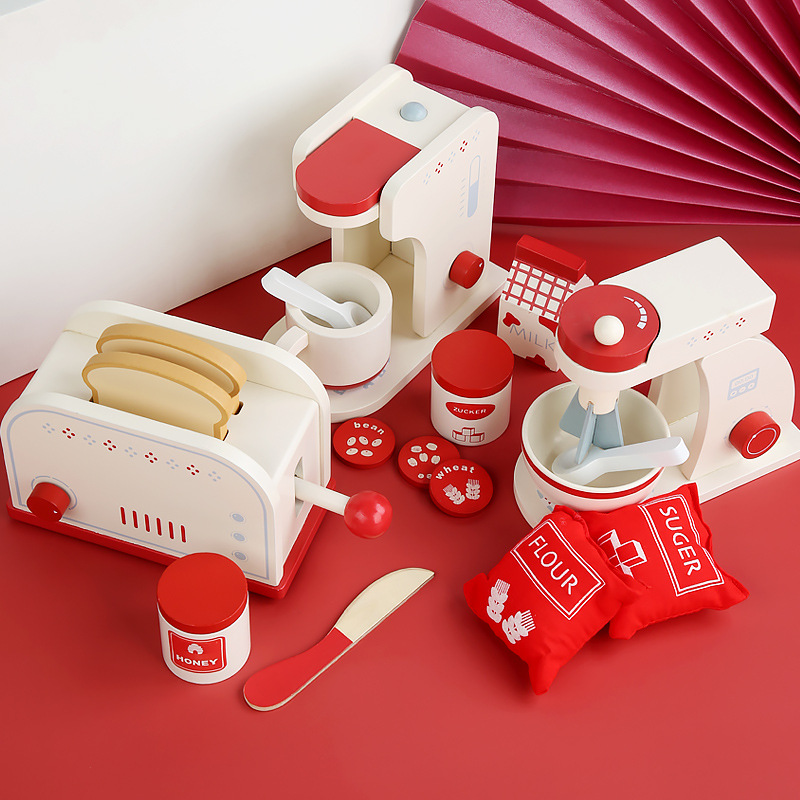 Wooden family children's realistic coffee machine