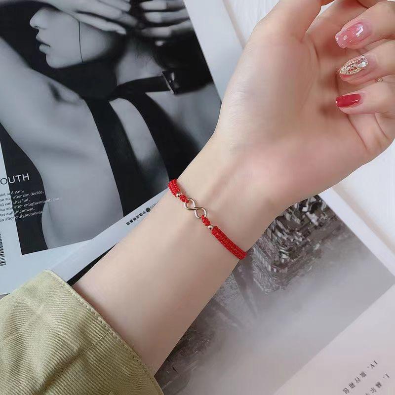 Red Rope Bracelet Female Student's Gift Simple Mori Style Gold Plated Lucky Hand Rope Girls' Best Friend Ben-Year Woven Rope for Men