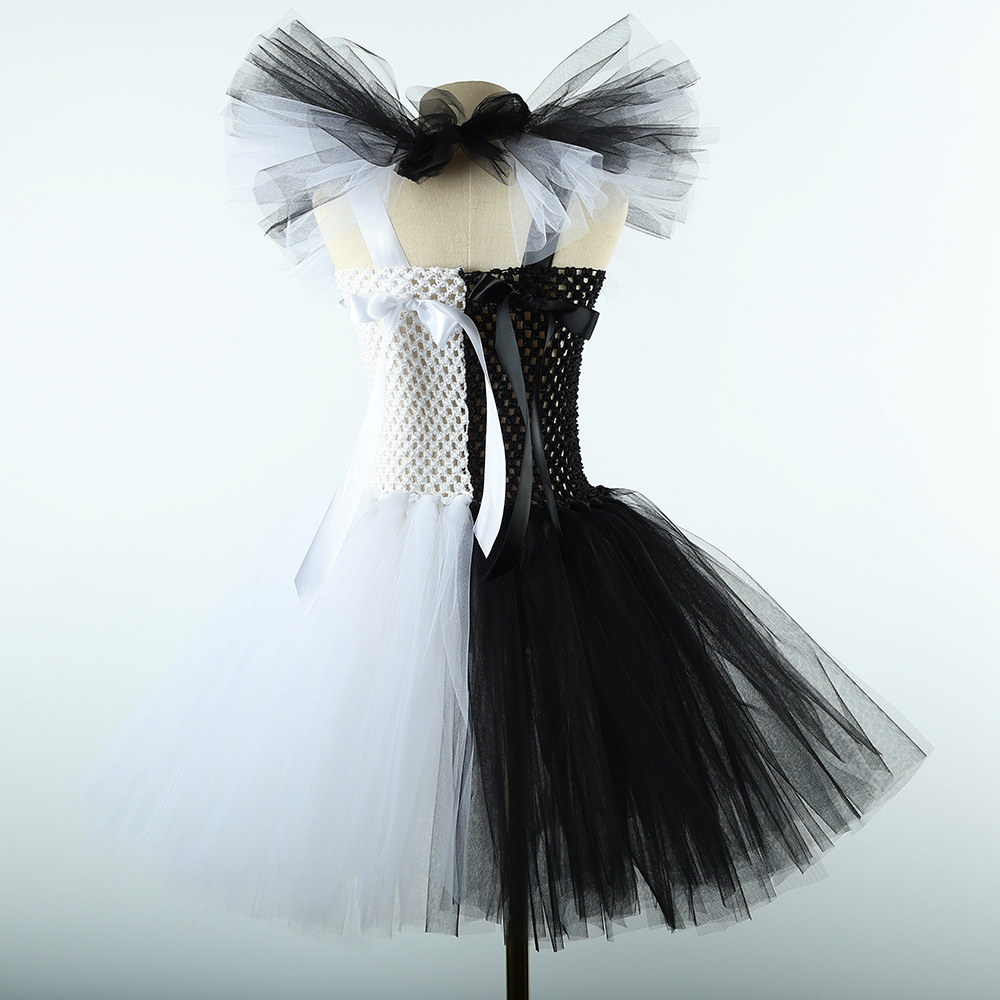 Kid's Clothing Soul breaking Clown Cosplay Costume Girls Dress Halloween Costume Horror Role Playing Children's Mesh Tulle Tutu Skirt_voghion.com