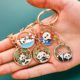 Cute Panda Metal Keychain Creative Chinese Style Student Bag Decorative Pendant Cartoon Key Ring Gift