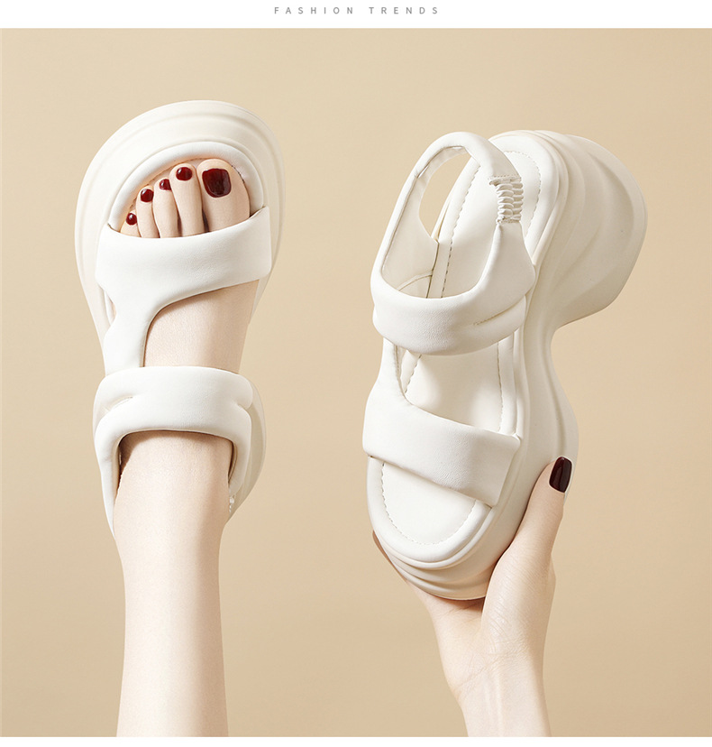 Dép sandal nữ đế xuồng cao 8 cm mùa hè 2025 phong cách đa năng — JST 7187 Trắng, JST 7187 màu đen chi tiết 12