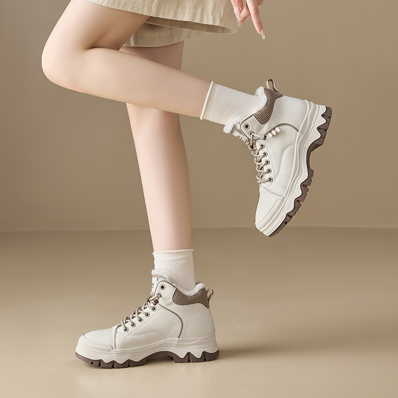 Augu león para escalar zapatos de terciopelo para mujeres 2025 nuevos zapatos de algodón casuales de invierno al aire libre