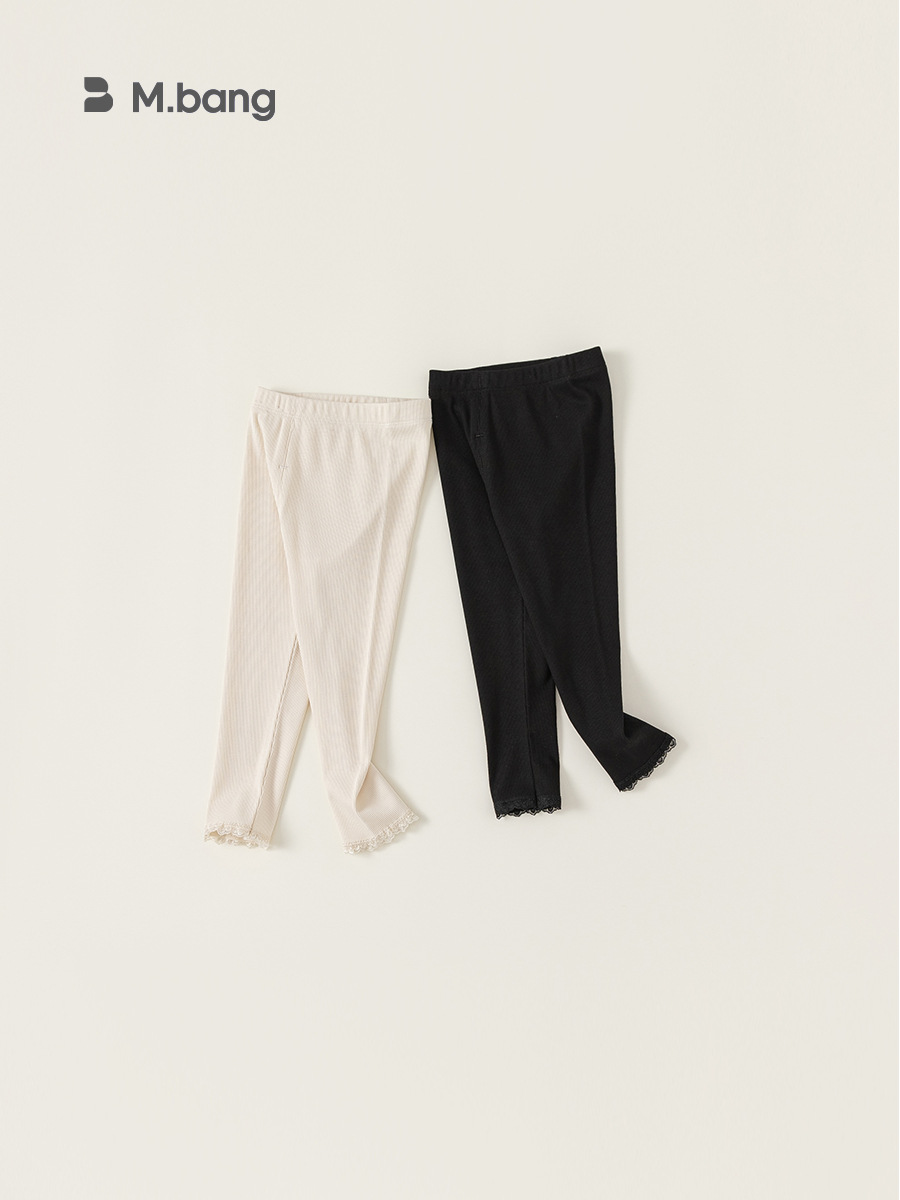 Babycity primavera y otoño nuevas niñas color sólido encaje leggings desgaste exterior de los niños pantalones delgados 24032