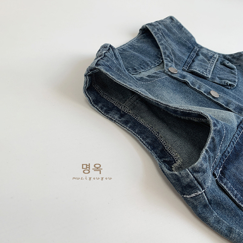 Niños otoño nuevo estilo coreano retro chaleco denim hombre y mujer ocio de hombro de los niños de mediana edad chaleco de moda