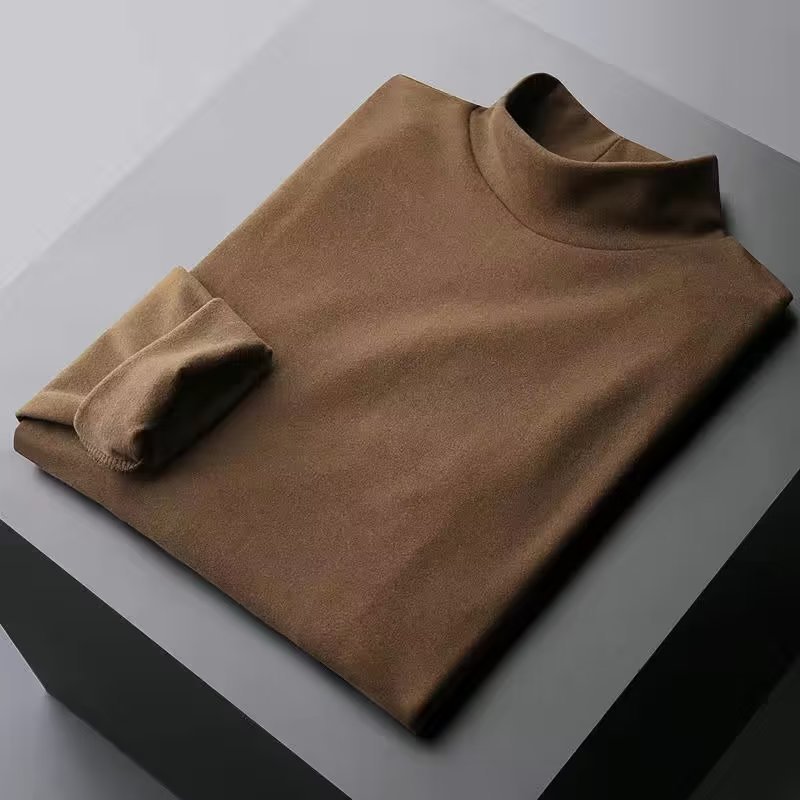 하프 하이 칼라 베이스 셔츠 남자의 가을과 겨울 기모 두꺼운 양면 양털 티셔츠 따뜻한 긴팔 탑 옷 내부 패션