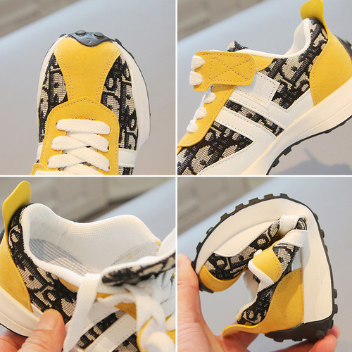 Children's sports shoes 2024 Spring New Thick Sole Dad Shoes Boy Color Matching Small Waist AGON Kids Shoes