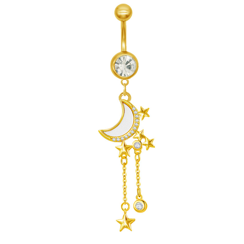 Piercing de nombril lune et papillon avec strass en forme cœur_voghion.com