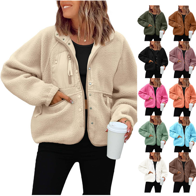 Cross-border European and American AliExpress wish Amazon Autumn and Winter Women's Polar Fleece Coat Sports Casual Sweater Jacket Top