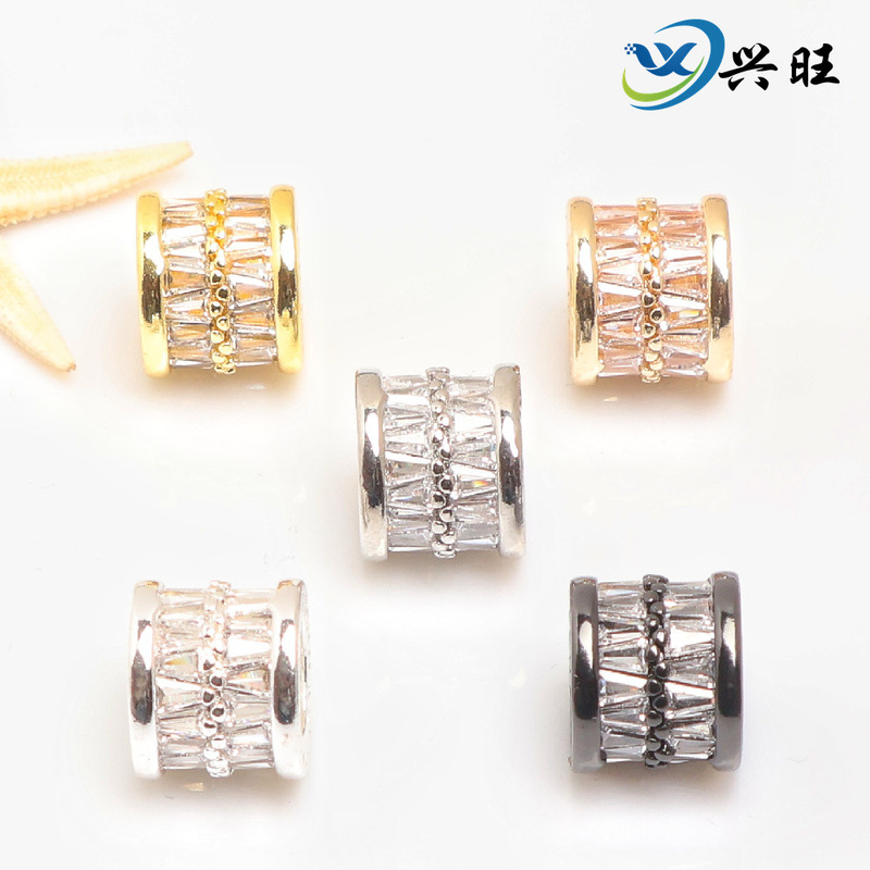 Color Represent 14K Pack Gold Micro Zircon Barrel Beads Pendant Handmade DIY Bracelet Clavicle Necklace with Bead Charm Color Represent 14K Pack Gold Micro Zircon Barrel Beads Pendant Handmade DIY Bracelet Clavicle Necklace with Bead Charm