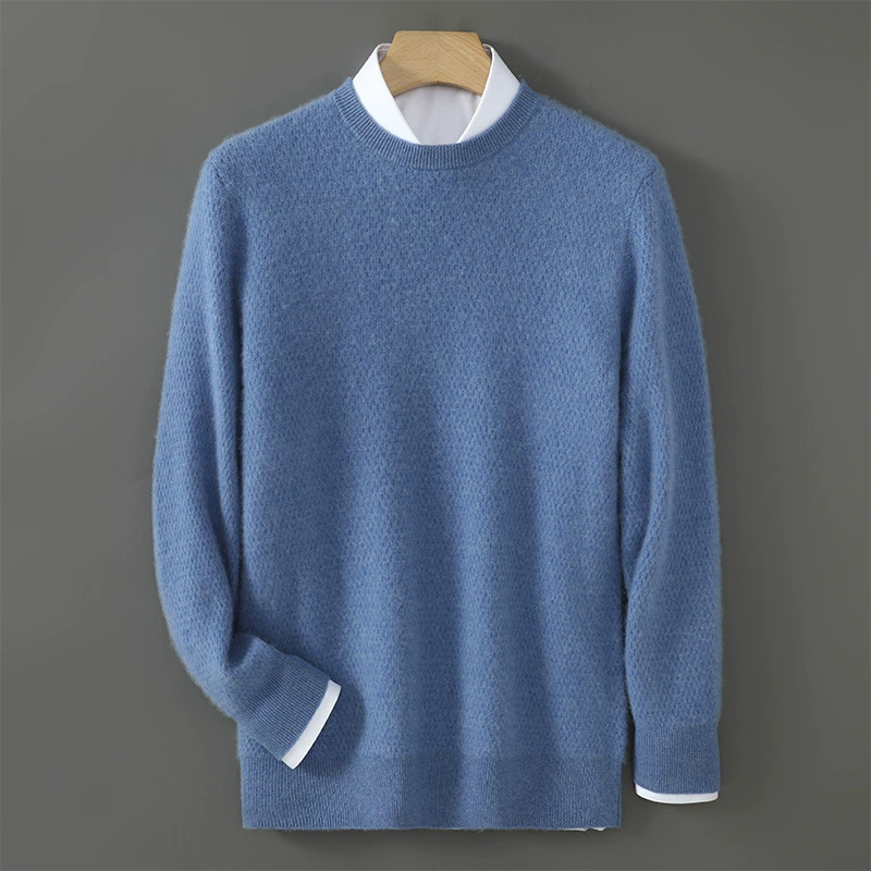 Solid woolen demi-season sweater with a round collar, universal long-sleeve, oversize