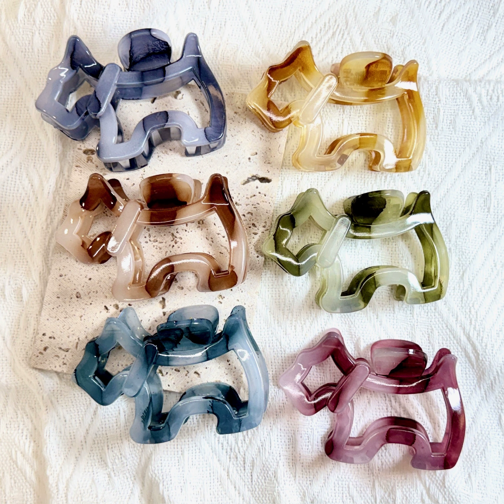 Заколка с контрастным цветным вырезом в виде животного, щенка, большая забавная мультяшная элегантная заколка в виде акулы, аксессуар для волос на затылке