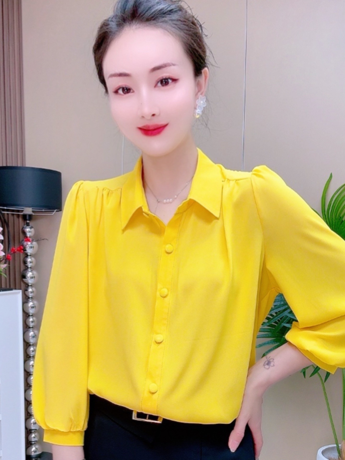 봄과 여름 25099 얇은 메릴린치 리넨베이스 셔츠 여자 캐주얼 올매치 긴소매 티셔츠 한국 루즈 게으른 탑