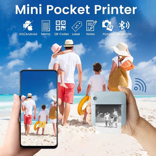 Cross-border portable small mini printer Bluetooth connection inkless printing student pocket photo printer