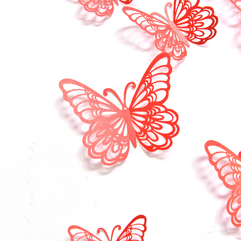 Mariposa hueco Comercio exterior color 12 piezas pegatinas tridimensionales decoración de la pared pegatinas de pared de fondo arte fiesta en casa