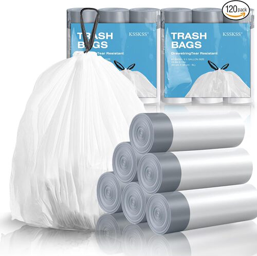 4-gallon drawstring garbage bag with thickened material, tear-resistant, handle design, large size, best-selling