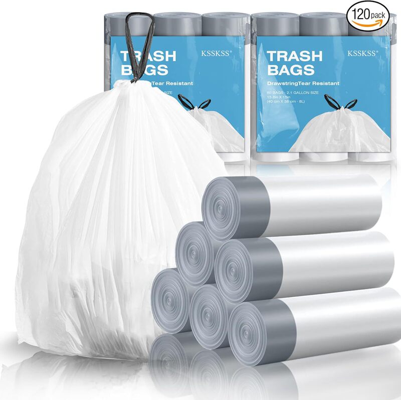 Amazon Temu Drawstring Garbage Bags Kitchen Thickened Tote 4-Gallon Toilet Bathroom Bags Lavender