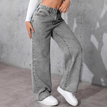 欧美跨境2025亚马逊速卖通女装牛仔裤夏季新款时尚宽松潮流长裤子