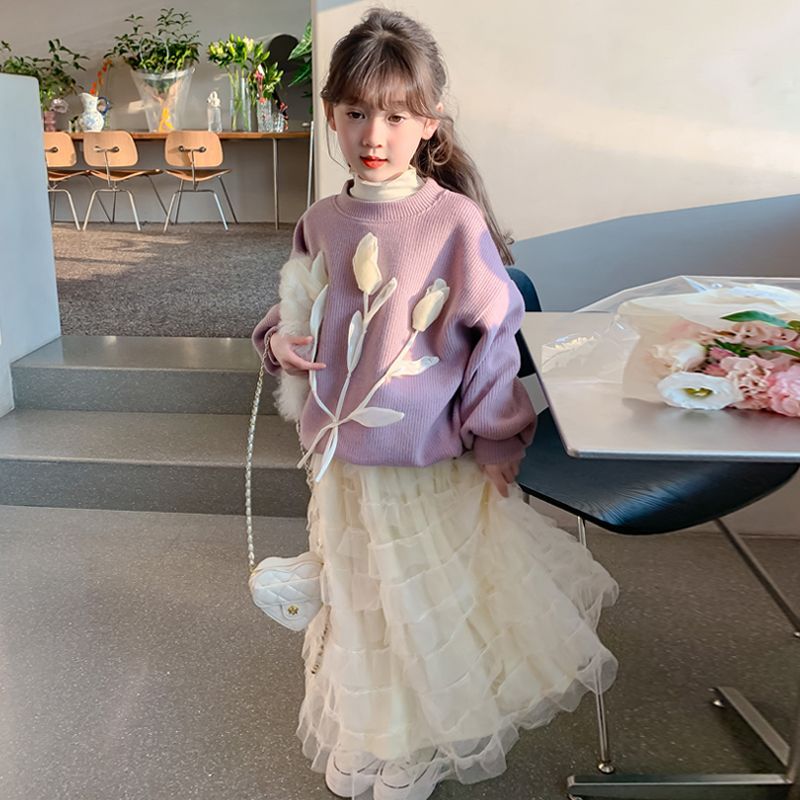 冬季套装女童连衣裙秋冬款2025新款冬装儿童公主裙女大童裙子加绒