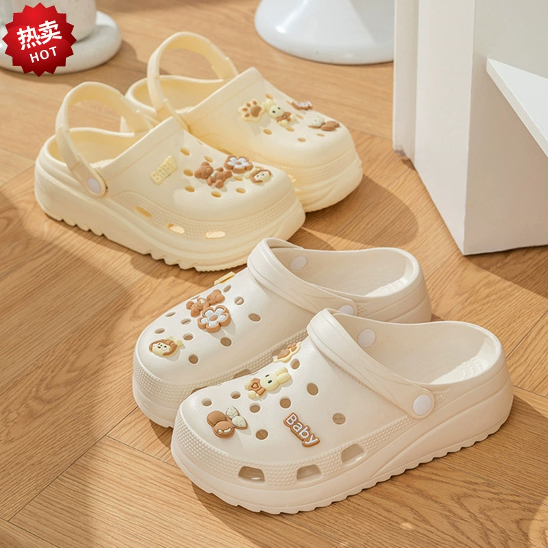 Туфли с дырками на толстой подошве женские летние носки 2024 новые нескользящие пляжные туфли