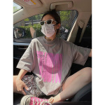 短袖T恤女夏季新款美式复古洋气减龄宽松中长款上衣MX3108